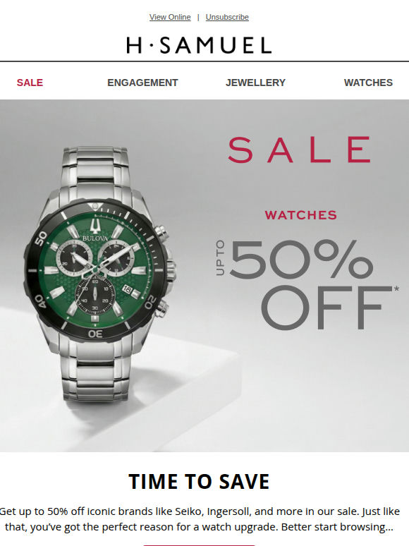 Up to 50% off watches I Time to save
