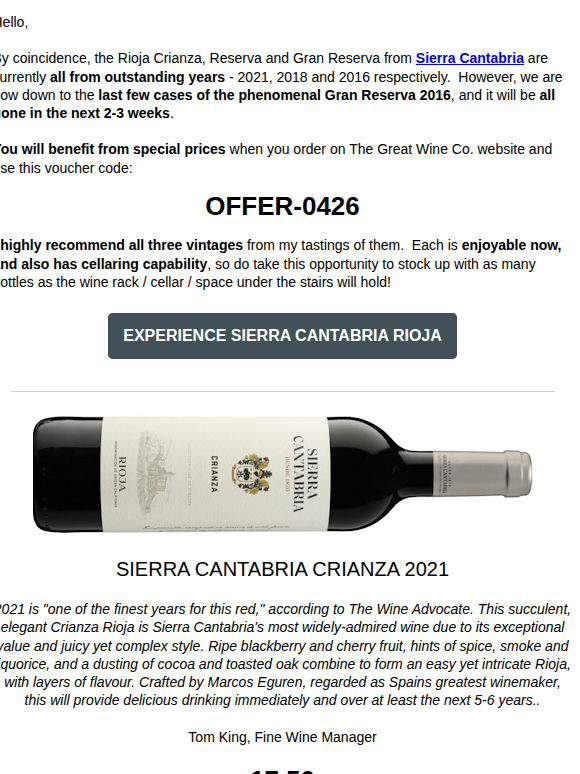 Final call:  terrific vintage Gran Reserva