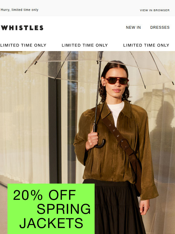 Now on: 20% off spring jackets*