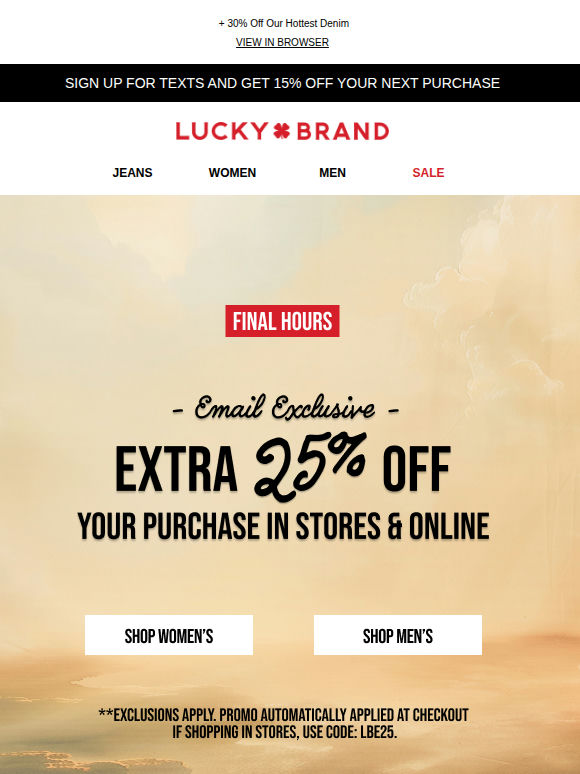 Last Day For EXTRA 25% Off!