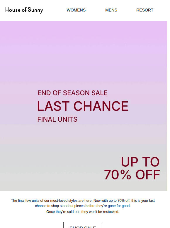Final Sale Units