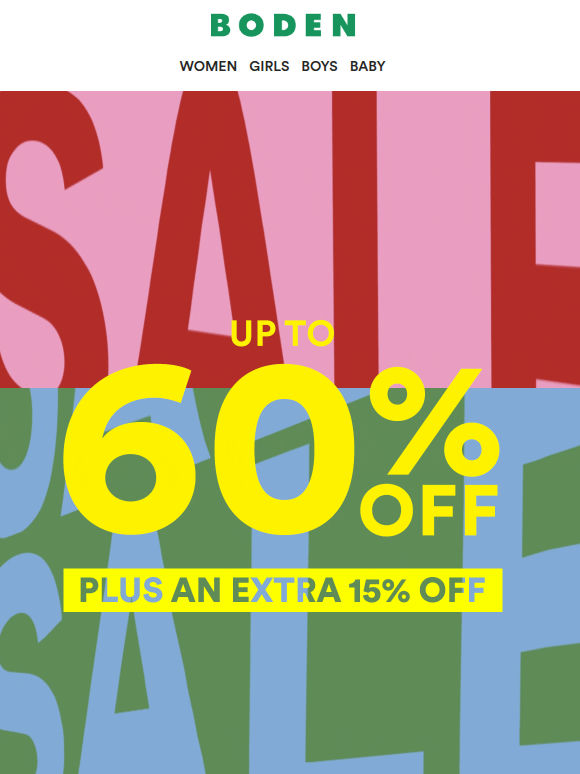 Final reductions: EXTRA 15% OFF