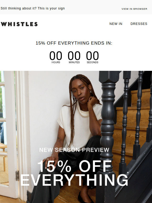 Your 15% off ends at midnight