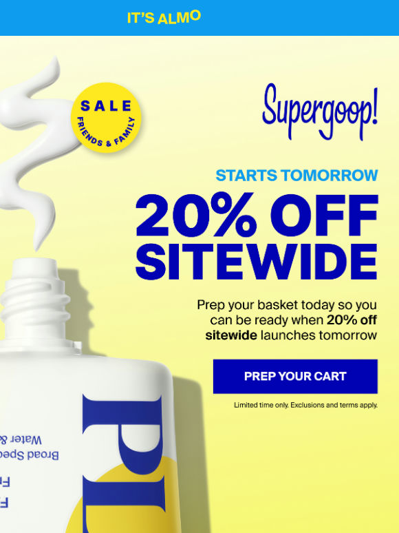 20% off sitewide starts tomorrow