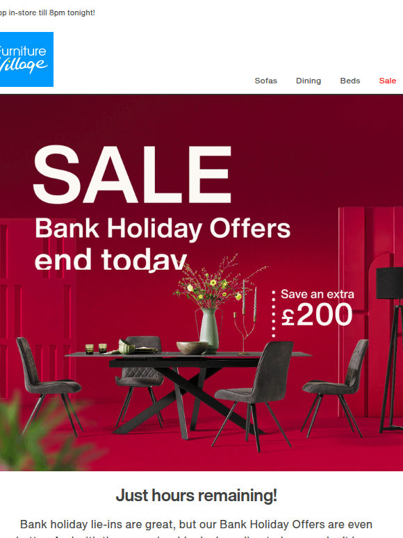 Time’s up! Bank Holiday Offers end today 🚩