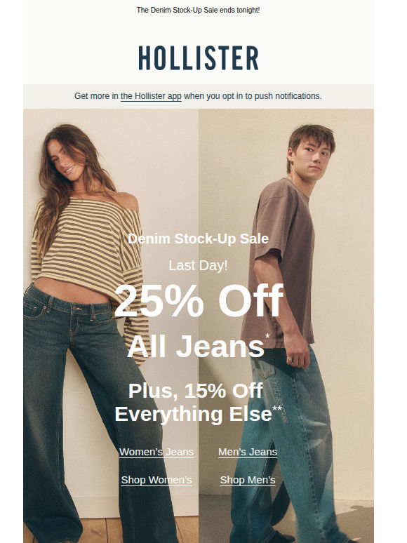 🗣️ LAST DAY: 25% OFF ALL JEANS!*