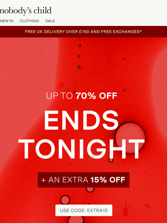 Ends tonight: up to 70% off