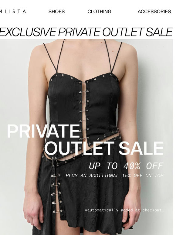 Private Outlet Sale: Less than 24 hours